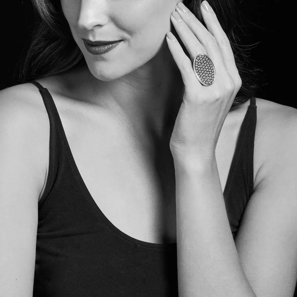 LAGOS Bold Caviar Vertical Ellipse Ring in Sterling Silver Size 7 - Picture 5 of 5